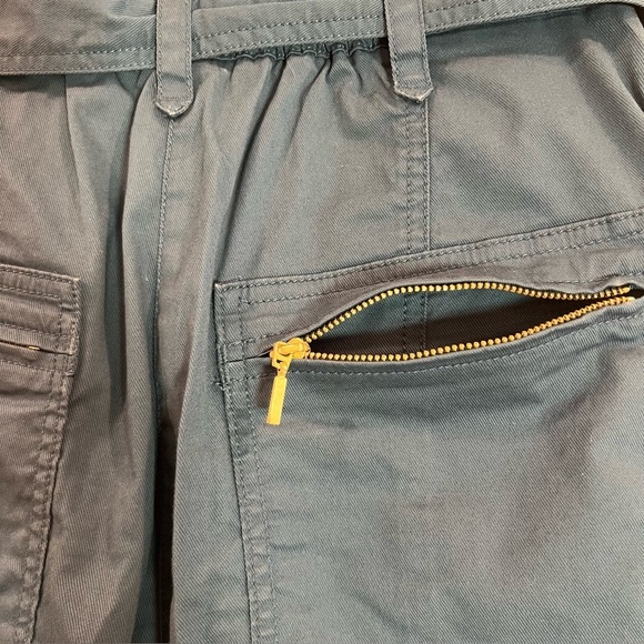 ANTHROPOLOGIE Ellie Belted Utility Pants Embroidered Blue Size 4 - Picture 12 of 16